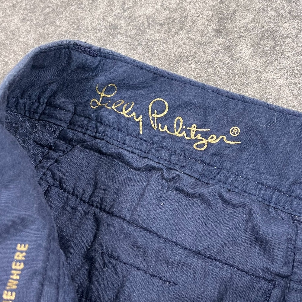 Lilly Pulitzer Navy Blue Textured The Callahan Chino Shorts Women's Size 4 - Picture 3 of 7